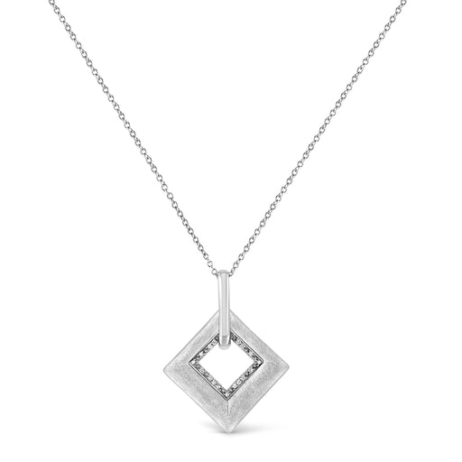 Bids.com .925 Sterling Silver Pave-Set Diamond Accent Kite Shape 18" Pendant Necklace (I-J Color, I1-I2 Clarity) Necklaces White Smoke White.Sterling Silver / 18