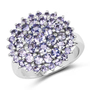 Bids.com 2.52 Carat Genuine Tanzanite .925 Sterling Silver Ring Rings White Smoke size 7.00,size 6.00,size 8.00,size 9.00,size 5.00