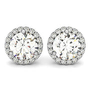 Bids.com 14k White Gold Round Prong Halo Style Earrings (1 cttw) Earrings White Smoke White Gold