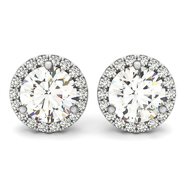 Bids.com 14k White Gold Round Prong Halo Style Earrings (1 cttw) Earrings White Smoke White Gold