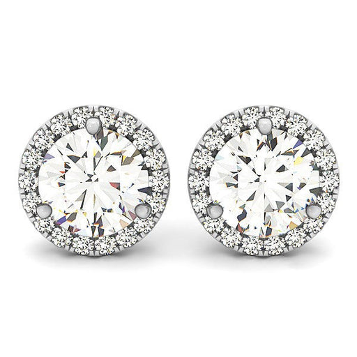 Bids.com 14k White Gold Round Prong Halo Style Earrings (1 cttw) Earrings White Smoke White Gold