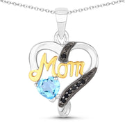 Bids.com 0.57 Carat Genuine Swiss Blue Topaz and Black Spinel .925 Sterling Silver Pendant Pendants White Smoke size 18.00