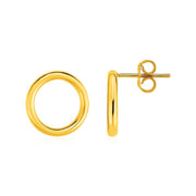 Bids.com Open Circle Post Earrings in 14k Yellow Gold Earrings White Smoke Yellow Gold