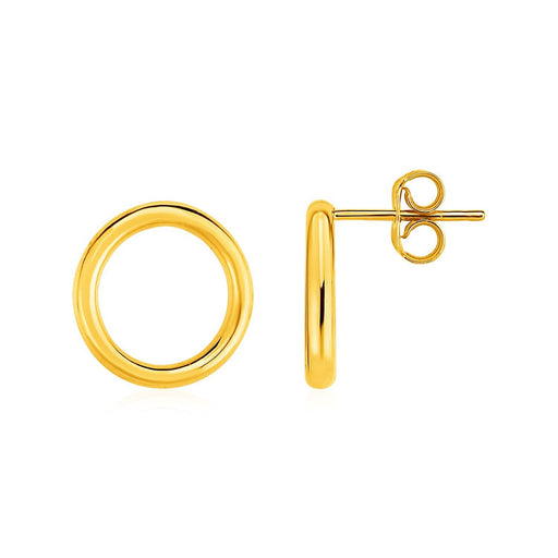 Bids.com Open Circle Post Earrings in 14k Yellow Gold Earrings White Smoke Yellow Gold