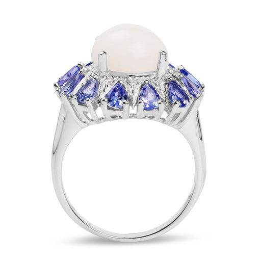 Bids.com 4.25 Carat Genuine Opal, Tanzanite & White Topaz .925 Sterling Silver Ring Rings White Smoke size 6.00,size 7.00,size 8.00,size 9.00,size 5.00,size 10.00