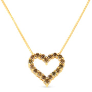 Bids.com 14K Yellow Gold Plated .925 Sterling Silver 1.0 Cttw Champagne Diamond Heart Pendant Necklace (K-L Color, I1-I2 Clarity) - 18" Necklaces White Smoke Yellow.Sterling Silver / 18