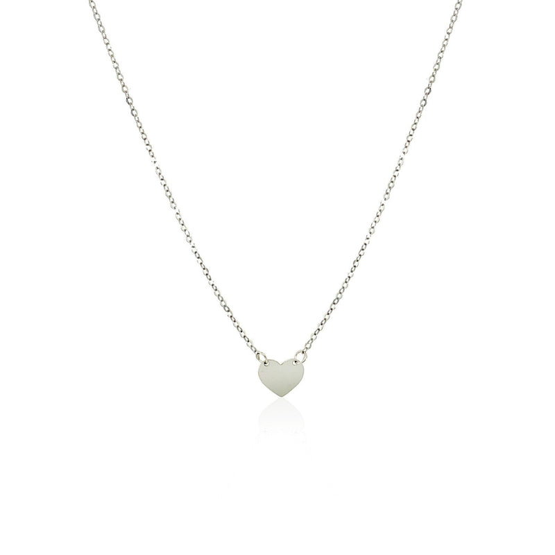 Bids.com 14k White Gold Polished Mini Heart Necklace Necklaces White Smoke 18 / White Gold