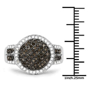 Bids.com 0.44 Carat Genuine Champagne Diamond and White Diamond .925 Sterling Silver Ring Rings White Smoke size 8.00,size 6.00,size 7.00,size 9.00,size 5.00