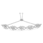 Bids.com .925 Sterling Silver Miracle Set Diamond Accented Infinity Hearts 6â€-9â€ Adjustable Bolo Bracelet (H-I Color, I2-I3 Clarity) Bracelets White Smoke White.Sterling Silver / 7