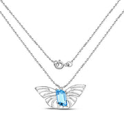 Bids.com 10.62 Carat Genuine Swiss Blue Topaz .925 Sterling Silver Pendant Pendants White Smoke