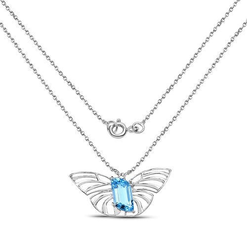 Bids.com 10.62 Carat Genuine Swiss Blue Topaz .925 Sterling Silver Pendant Pendants White Smoke