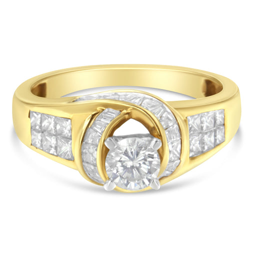 Bids.com 14K Two-Toned Gold Round, Baguette and Princess Cut Diamond Ring (1 1/8 Cttw, H-I Color, SI2-I1 Clarity) - Size 6 Rings White Smoke 7 / YellowWhite.Gold,6.5 / YellowWhite.Gold,6 / YellowWhite.Gold