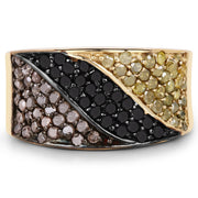 Bids.com 14K Yellow Gold Plated 1.25 Carat Genuine Black Diamond, Champagne Diamond & Yellow Diamond .925 Sterling Silver Ring Rings Dark Slate Gray size 6.00,size 7.00,size 8.00,size 9.00,size 5.00,size 10.00