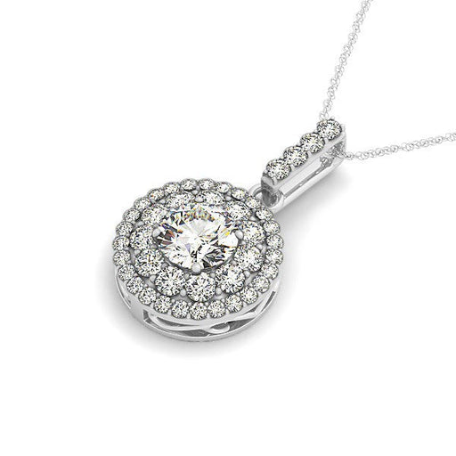Bids.com 14k White Gold Diamond Halo Round Shape Pendant (1 1/4 cttw) Necklaces White Smoke 18 / White Gold