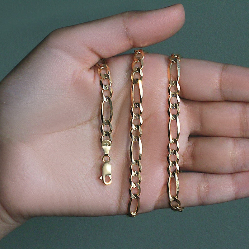 Bids.com 10K Yellow Gold Solid Figaro Chain (5.30 mm) Necklaces Dark Slate Gray 18 / Yellow Gold,20 / Yellow Gold,22 / Yellow Gold,24 / Yellow Gold,30 / Yellow Gold