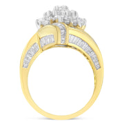 Bids.com 10K Yellow Gold Round and Baguette Diamond Crossover Cluster Ring (3 Cttw, I-J Color, I1-I2 Clarity) - Size 7-1/2 Rings White Smoke 7 / Yellow.Gold,6.5 / Yellow.Gold,8 / Yellow.Gold,6 / Yellow.Gold,7.5 / Yellow.Gold