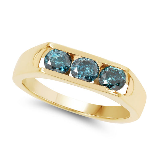 Bids.com 14K Yellow Gold Plated 0.90 Carat Genuine Blue Diamond .925 Sterling Silver Ring Rings White Smoke size 9.00,size 6.00,size 7.00,size 8.00