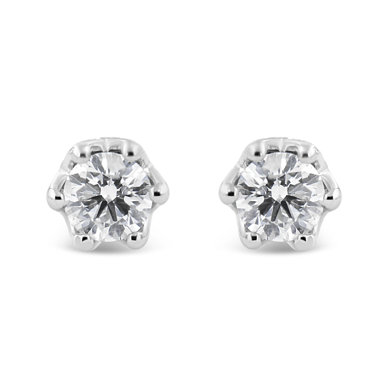 Bids.com 14K White Gold 1/2 Cttw Round Diamond Crown Stud Earring (I-J Color, I1-I2 Clarity) Earrings White Smoke White.Gold / 0.54,Yellow.Gold / 0.54