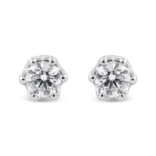 Bids.com 14K White Gold 1/2 Cttw Round Diamond Crown Stud Earring (I-J Color, I1-I2 Clarity) Earrings White Smoke White.Gold / 0.54,Yellow.Gold / 0.54