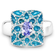 Bids.com 0.44 Carat Genuine Tanzanite .925 Sterling Silver Ring Rings White Smoke size 6.00,size 7.00,size 8.00,size 9.00,size 5.00