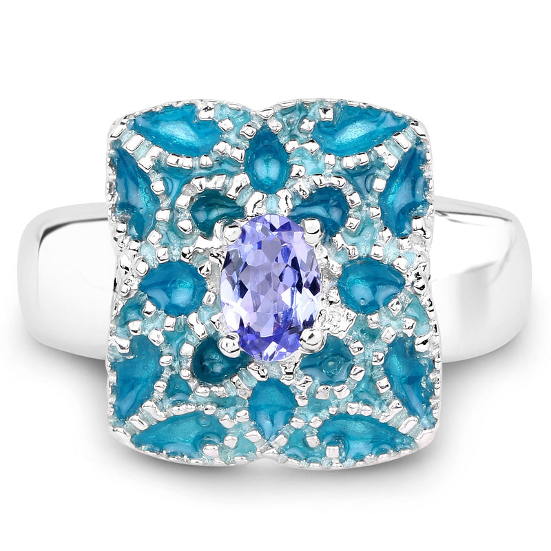 Bids.com 0.44 Carat Genuine Tanzanite .925 Sterling Silver Ring Rings White Smoke size 6.00,size 7.00,size 8.00,size 9.00,size 5.00