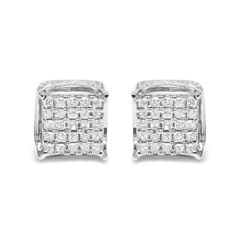 Bids.com 10K White Gold 1/2 Cttw Princess Cut Diamond Square Shaped Multi Stone Stud Earrings (H-I Color, SI1-SI2 Clarity) Earrings Light Gray White.Gold / 0.5