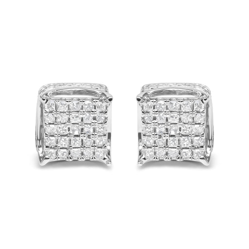 Bids.com 10K White Gold 1/2 Cttw Princess Cut Diamond Square Shaped Multi Stone Stud Earrings (H-I Color, SI1-SI2 Clarity) Earrings Light Gray White.Gold / 0.5