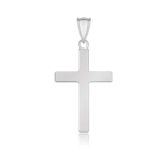 Bids.com 14k White Gold Flat Design Cross Pendant Pendants White Smoke White Gold