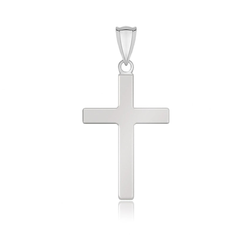 Bids.com 14k White Gold Flat Design Cross Pendant Pendants White Smoke White Gold