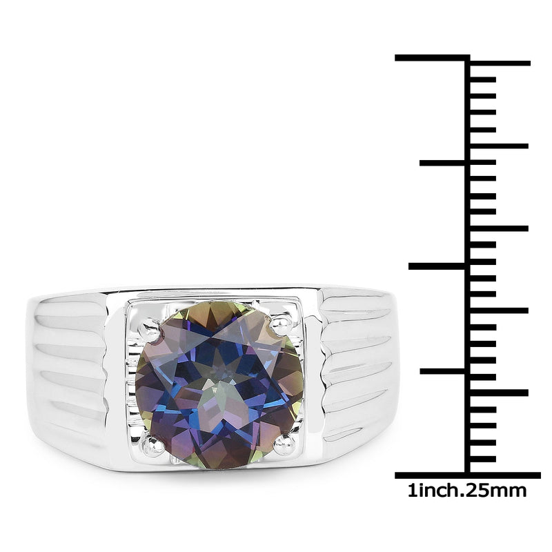 Bids.com 4.75 Carat Genuine Mystic Topaz .925 Sterling Silver Ring Rings White Smoke size 12.50,size 13.00,size 14.00,size 9.00,size 11.00,size 12.00,size 6.00,size 7.00,size 8.00,size 10.00