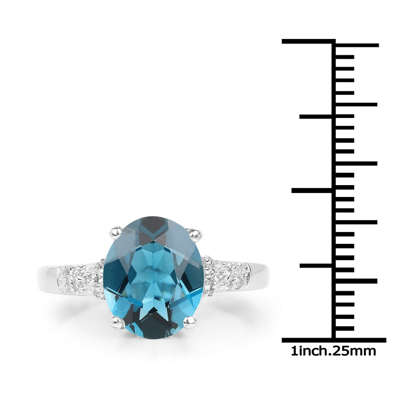Bids.com 2.64 Carat Genuine London Blue Topaz and White Topaz .925 Sterling Silver Ring Rings White Smoke size 6.00,size 7.00,size 8.00,size 9.00,size 5.00,size 10.00