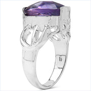 Bids.com 6.50 Carat Genuine Amethyst .925 Sterling Silver Ring Rings White Smoke size 7.00,size 6.00,size 8.00,size 9.00