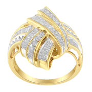 Bids.com 10K Yellow Gold Plated .925 Sterling Silver 1.0 Cttw Round & Baguette Diamond Knot Channel Statement Ring (I-J Color, I2-I3 Clarity) - Size 6 Rings White Smoke 8 / Yellow.Sterling Silver,7 / Yellow.Sterling Silver,6 / Yellow.Sterling Silver,7.75 / Yellow.Sterling Silver,7.5 / Yellow.Sterling Silver,7.25 / Yellow.Sterling Silver,6.75 / Yellow.Sterling Silver,6.5 / Yellow.Sterling Silver,6.25 / Yellow.Sterling Sil