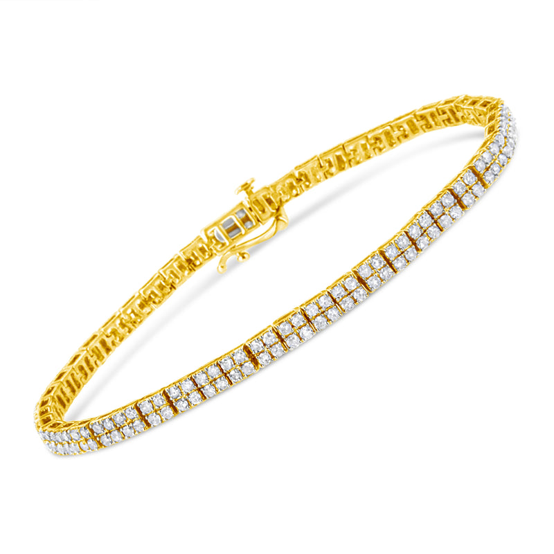 Bids.com 14K Yellow Gold Plated .925 Sterling Silver 3.0 Cttw Diamond Link Bracelet (K-L Color, I2-I3 Clarity) - 7.25" Bracelets White Smoke Yellow.Sterling Silver / 7.25