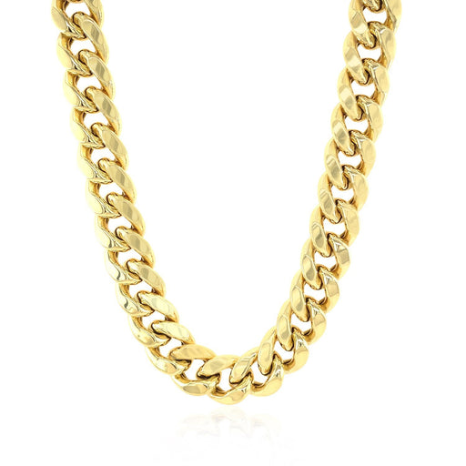 Bids.com 10.5mm 14k Yellow Gold Semi Solid Miami Cuban Chain Necklaces White Smoke 24 / Yellow Gold,26 / Yellow Gold