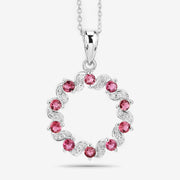 Bids.com 1.30 Carat Genuine Pink Tourmaline and White Topaz .925 Sterling Silver Pendant Pendants White Smoke