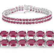 Bids.com 20.03 Carat Glass Filled Ruby and White Topaz .925 Sterling Silver Bracelet Bracelets White Smoke size 7.50,size 7.75