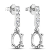 Bids.com 0.14 Carat Genuine White Diamond 14K White Gold Semi Mount Earrings - holds 7x5mm Oval Gemstones Earrings White Smoke