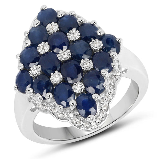 Bids.com 3.48 Carat Genuine Blue Sapphire and White Zircon .925 Sterling Silver Ring Rings White Smoke size 7.00,size 5.00,size 6.00,size 8.00,size 9.00,size 5.50,size 9.25