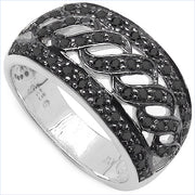 Bids.com 0.54 Carat Genuine Black Diamond .925 Sterling Silver Ring Rings White Smoke size 7.00,size 6.00,size 8.00,size 9.00