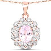 Bids.com 4.26 Carat Genuine Kunzite and White Topaz .925 Sterling Silver Pendant Pendants White Smoke