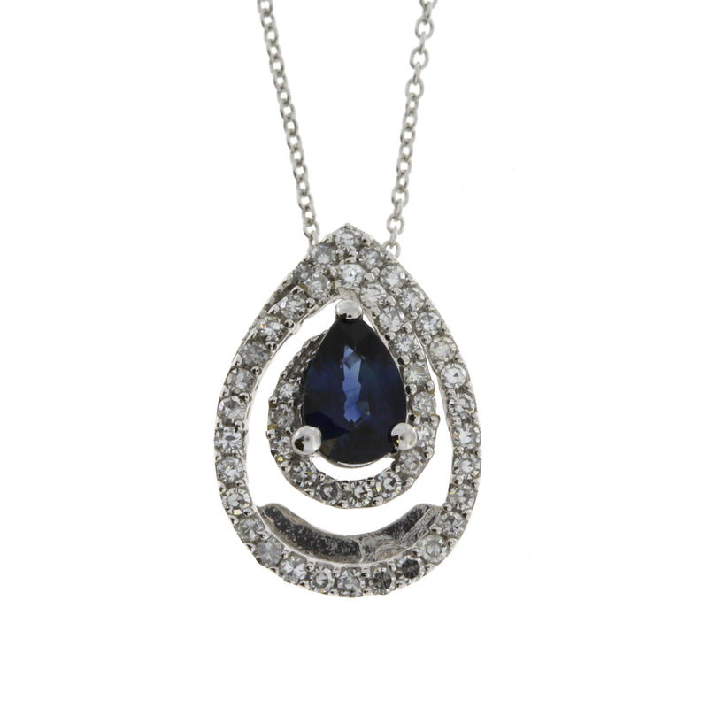 Bids.com .75ct Sapphire Diamond Fashion Pendants 14KT White Gold Pendants White Smoke 18