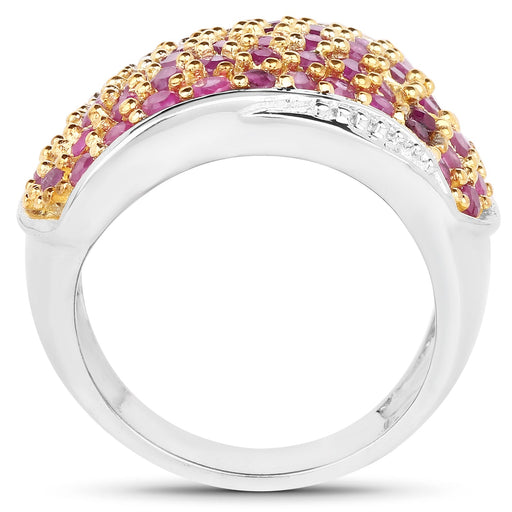 Bids.com 2.49 Carat Genuine Ruby .925 Sterling Silver Ring Rings White Smoke size 7.00,size 9.00,size 6.00,size 8.00