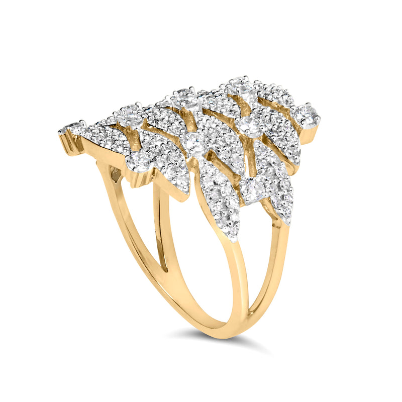 Bids.com 14K Yellow Gold 1.0 Cttw Diamond Geometric Stacked Open Cocktail Ring (I-J Color, I1-I2 Clarity) - Ring Size 7 Rings White Smoke 7 / Yellow.Gold,8 / Yellow.Gold,6 / Yellow.Gold