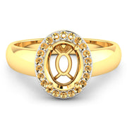 Bids.com 0.22 Carat Genuine White Diamond 14K Yellow Gold Semi Mount Ring - holds 9x7mm Oval Gemstone Rings White Smoke size 6.00,size 7.00,size 8.00