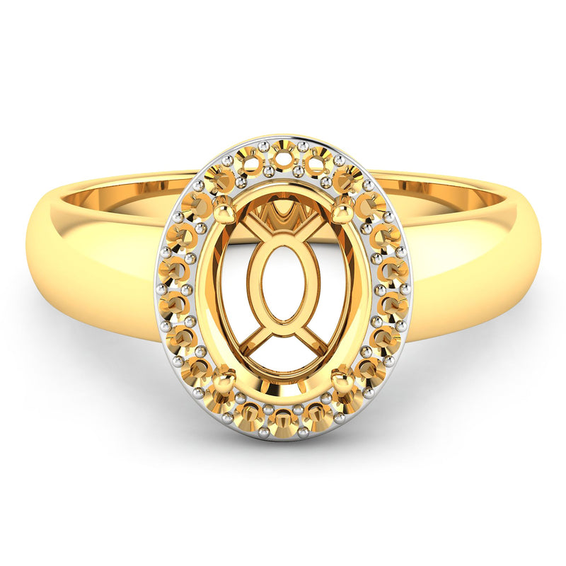 Bids.com 0.22 Carat Genuine White Diamond 14K Yellow Gold Semi Mount Ring - holds 9x7mm Oval Gemstone Rings White Smoke size 6.00,size 7.00,size 8.00