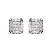 Bids.com 10K White Gold 3/4 Cttw Princess Diamond Composite Open Frame Stud Earrings (I-J Color, I1-I2 Clarity) Earrings White Smoke White.Gold / 0.75