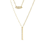 Bids.com 14K Yellow Gold 3/8 Cttw Two-Strand Marquise and Bar Charm Paper Clip Link Pendant Necklace  (I-J Color, I1-I2 Clarity) -18" and 20" Inch Lengths Necklaces White Smoke Yellow.Gold / 20