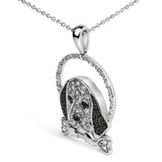 Bids.com .925 Sterling Silver 1/4 Cttw White and Black Diamond Beagle Dog and Bone Pendant Necklace (I-J Color, I2-I3 Clarity) - 18" Inches Necklaces White Smoke White.Sterling Silver / 18