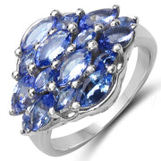Bids.com 2.48 Carat Genuine Tanzanite .925 Sterling Silver Ring Rings White Smoke size 6.00,size 7.00,size 8.00,size 5.00,size 9.00